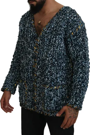 Dolce & Gabbana Blue Button Cardigan Fatto A Mano Mens Sweater