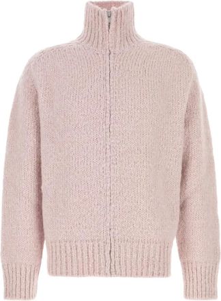 Jil Sander zip mohair-blend cardigan - men - Mohair/Alpaca/Polyamide - 48 - Pink