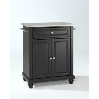 Crosley Furniture Cambridge Stainless Steel Top Portable Kitchen Island/Cart Black/Stainless Steel