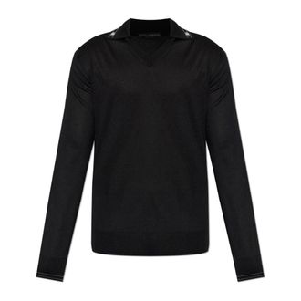 Dolce & Gabbana Polo Shirts, male, Black, Size: 2XL Silk Jacquard Polo Shirt
