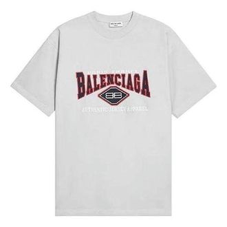 Balenciaga BB Authentic Jersey Apparel T-Shirt Large Fit Light Grey 641675TMVA99012