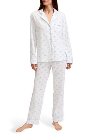 Petite Plume Bows Classic Pima Cotton Pajamas in White at Nordstrom, Size X-Small