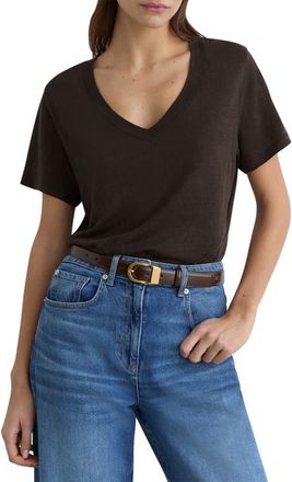 Reiss Lola Linen T-Shirt in Chocolate Brown at Nordstrom, Size X-Small