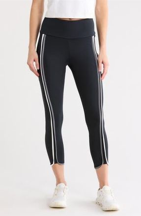 Original Penguin High Waist Side Stripe Leggings in Caviar at Nordstrom Rack, Size Medium