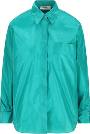 Fendi silk long-sleeve shirt - Blauw