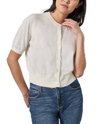 Lilla P Short Sleeve Linen-Blend Cardigan