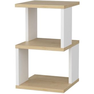 Calicosy Calicosy - Mesita De Noche 3 Niveles Decorada En Madera De Roble Y Blanco L29,6 Cm - Carter