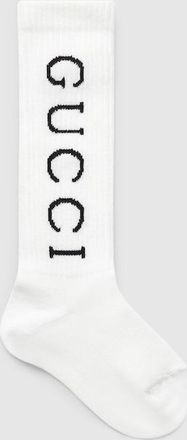 Gucci Kids - Cotton Blend Rib Socks, Size 10/12, White, Fabric