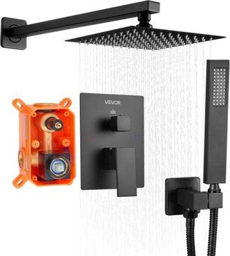 OEM Juego De Grifo De Ducha De Lluvia Con Cabezal De Ducha Cuadrado De 20,3 Cm Y Rociador De Mano, Grifer&iacute;a De Ba&ntilde;o De Pared Con V&aacute;lvula De Lat&oacute;n Y Kit De