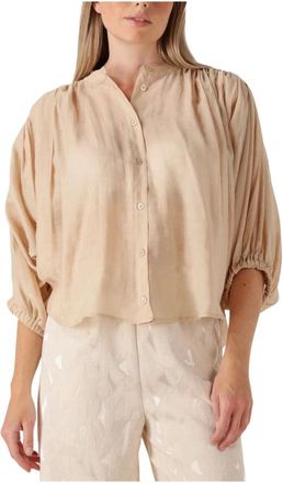 Amaya Amsterdam Overhemden, Dames, Beige, XL, Linnen, Beige Juno Blouse voor zonnige dagen