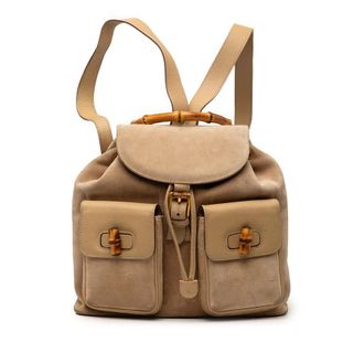 Gucci Pre-owned Gucci Suede Bamboo Drawstring Backpack Unisex 1HZMEPVW7YC4GUKF
