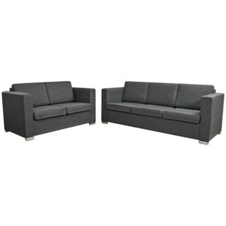 vidaXL Conjunto De Sof&aacute;s 2 Unidades Tela Gris Oscuro Vidaxl