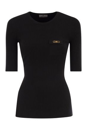 Elisabetta Franchi Ribbed Jumper With Pocket