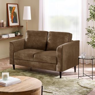 Furniturebox Logan Brown Faux Leather 2 Seater Sofa