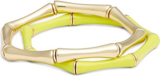 Nordstrom Set of 2 Bamboo Link Stretch Bracelets in Citrine- Gold at Nordstrom