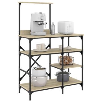 vidaXL Vidaxl - Estanter&iacute;a De Cocina Madera Ingenier&iacute;a Metal Roble 90x40x132 Cm