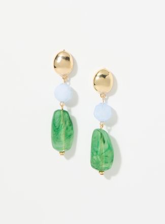 Simons Womens Oversize gemstone long earrings