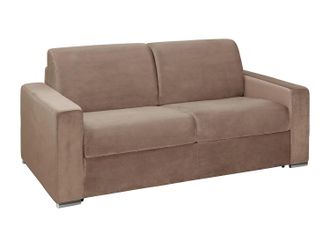 Vente-Unique Vente-unique - Divano Letto 3 Posti Ribalta Letto 140cm Materasso 14cm Velluto Memory - Beige - Calito