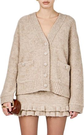 endless rose Fuzzy Oversize Cardigan in Taupe at Nordstrom, Size X-Small