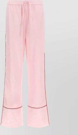 Off-white jacquard satin flared trousers