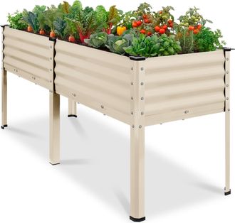 Best Choice Products 72x24x30in Non Toxic Elevated Galvanized Metal Garden Bed Corner Protectors