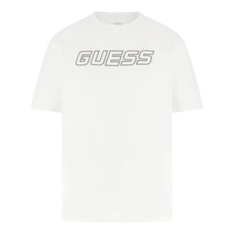Guess T-Shirts, male, White, Size: 2XL Oversize Logo T-Shirt