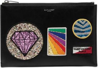 Saint Laurent Pre-owned Clutch - Dames - Vintage Clutch - Zwart - ONE Size - Leer - Vintage