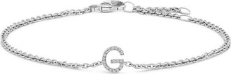 House of Brilliance 10K Gold Diamond Accent A-Z Initial Charm and Link Bracelet in White | G at Nordstrom
