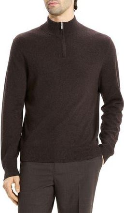 Theory Hilles Quarter Zip Cashmere Sweater in Brownwood Melange at Nordstrom Rack, Size Medium