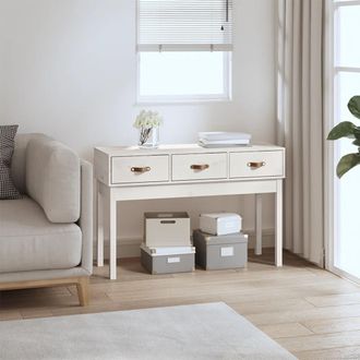 vidaXL Mesa Consola De Madera Maciza De Pino Blanco 114x40x75 Cm Vidaxl