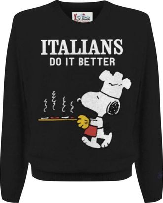 MC2 Saint Barth Snoopy Ronde Hals Pullover - Heren - Ronde hals truien - Zwart - S - Truien & Vesten