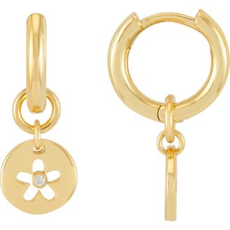 Estella Bartlett Flower Coin Huggie Earrings in Gold at Nordstrom