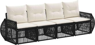 vidaXL Conjunto De Sof&aacute;s De Jard&iacute;n 4 Uds. Negro Y Blanco Crema Vidaxl