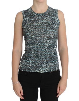 Dolce & Gabbana Blue Wool Sweater Sleeveless Womens Pullover