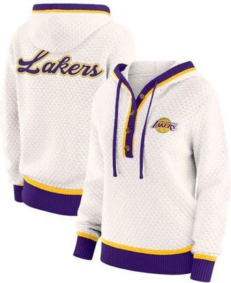WEAR by Erin Andrews Womens WEAR by Erin Andrews Cream Los Angeles Lakers Plus Size Hoodie Sweater at Nordstrom, Size 2X