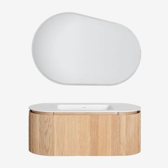 Sklum Conjunto De Mueble De Ba&ntilde;o Suspendido 120x50 Cm En Madera Con Lavabo Integrado Carsone Sklum