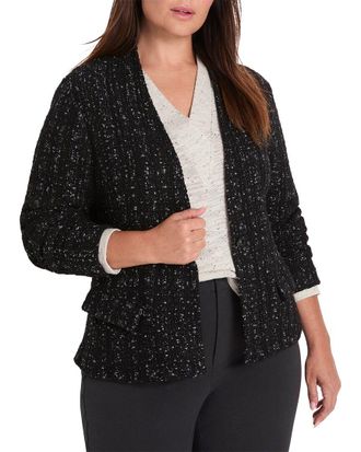 Nic+Zoe Nic+Zoe Plus Metallic Grid Knit Jacket