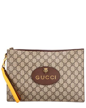 Gucci Neo Vintage Wristlet Pouch Gg Coated (Authentic Pre-Loved)