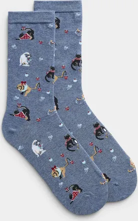Simons Womens Festive cat socks Christmas Collection