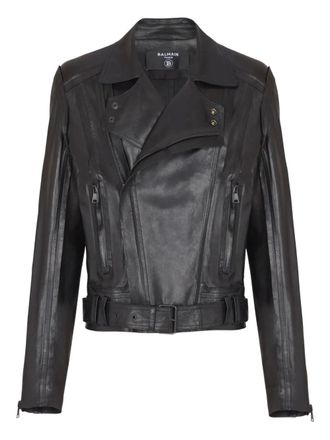 Balmain leather biker jacket - Black