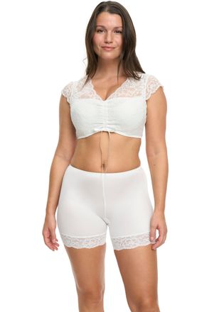 Susa Dirndlbluse SUSA Wiesn-Zauber, Damen, Gr. 40, weiss (wei&szlig;), Spitze, Obermaterial: 89% Polyamid, 11% Elasthan, bestickt, unifarben, bequem bauchfrei, V