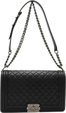 Chanel Pre-owned Boy Matelasse Lambskin Chain Bag - Dames - Vintage Schoudertas - Zwart - ONE Size - Leer - Vintage