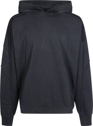 Thom Krom Relaxed Fit Black Hoodie with Unique Diagonal Seam Detail