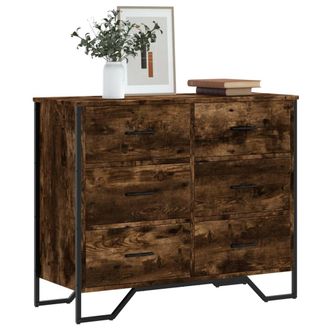Berkfield Home Chest of Drawers Smoked Oak 91x35.5x74.5 cm Engineered wood in Brown