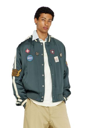 Diesel Satin bomber jacket with patches - Jackets - Man - Green