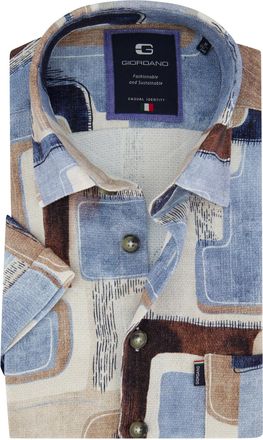 Giordano Beige katoenen overhemd Giordano korte mouwen