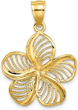 Diamond2Deal 14k Yellow Gold Polished Beaded Plumeria Flower Charm