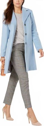 Calvin Klein Single-Breasted Wool Blend Coat In Blue