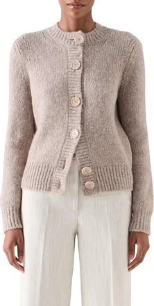 Akris Fluffy Alpaca Blend Cardigan in Oat at Nordstrom, Size 10