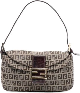 Fendi Borsa a spalla Double Flap in tela con motivo Zucchino 2000-2010 - Marrone